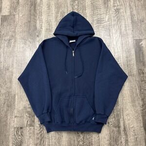 Vintage 90s Discus Athletic Blank Full Zip Hoodie L